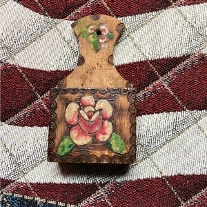 Vintage Handcrafted Wooden Floral Match Holder